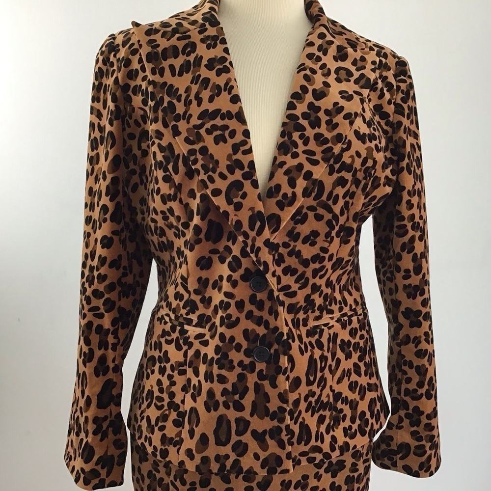 Suzanne Somers Collection vintage? Leopard print skirt suit pink lining … - Picture 2 of 15